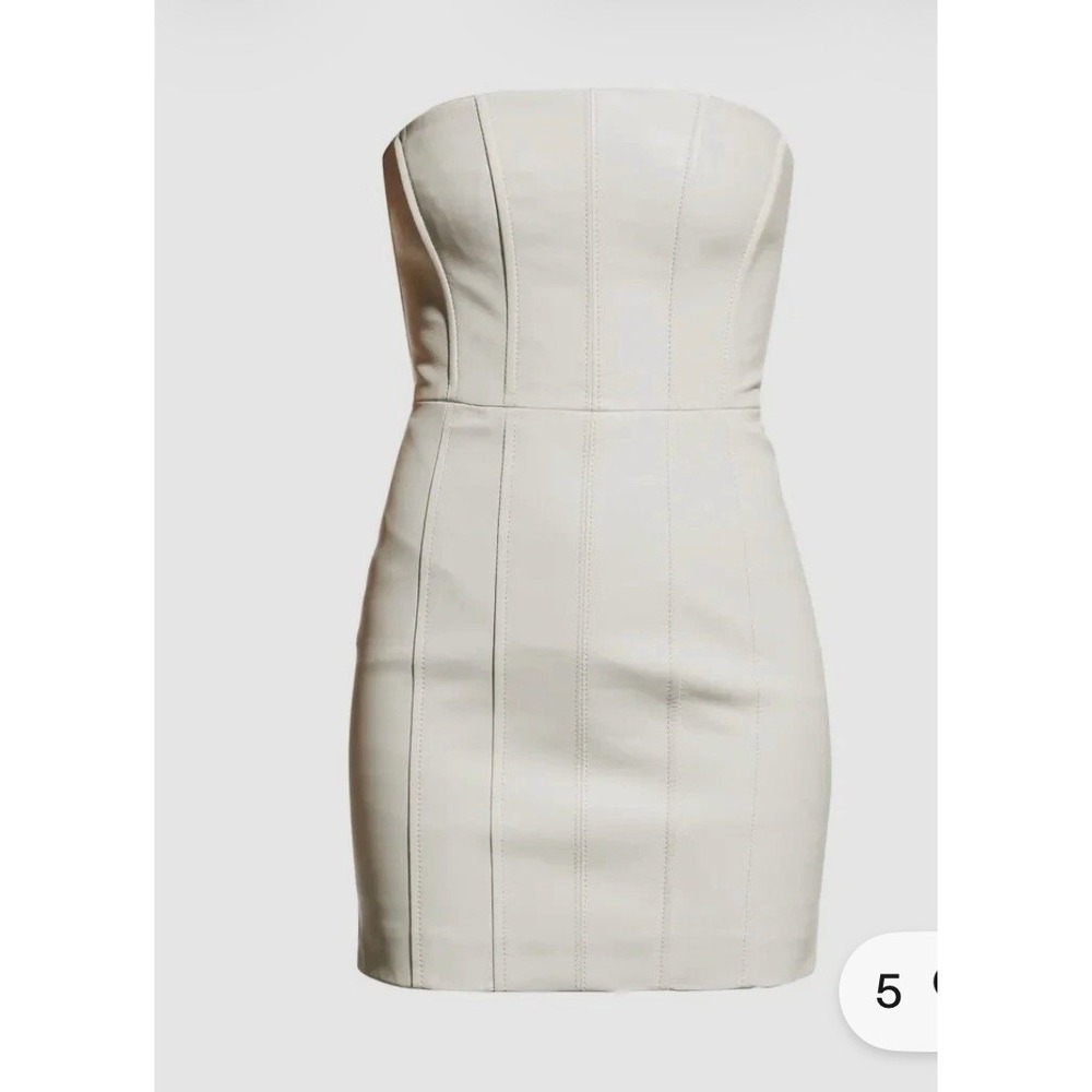 LAMARQUE Phoenix Lambs Leather Bodycon Mini Dress Boning M Measures smallerNWD